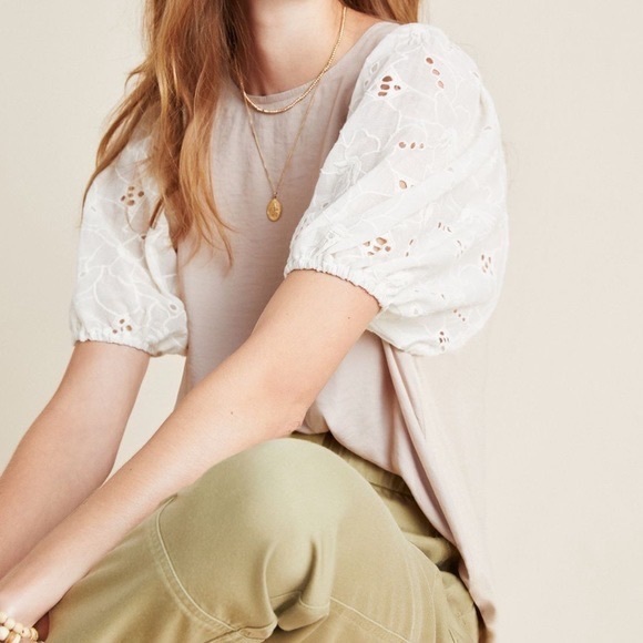 BNWOT DOLAN Eyelet Puff Sleeve Blouse Sz.M - Picture 1 of 7